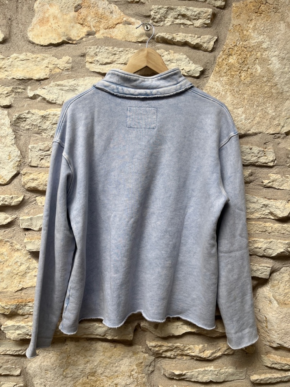 Frank and Eileen Patrick Popover Sweatshirt Triple Terry In Mineral Blue M - Picture 8 of 8